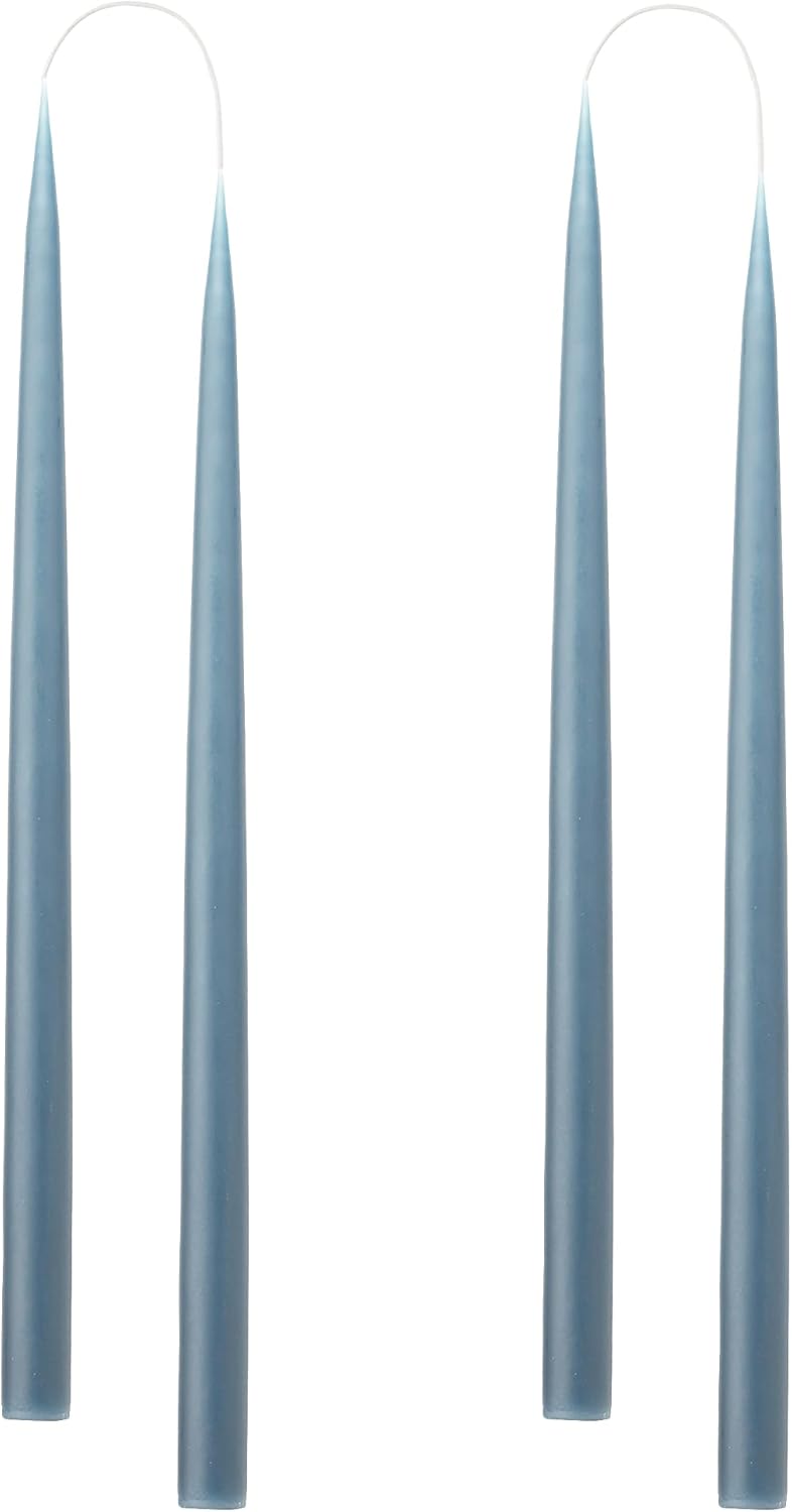 Kunstindustrien ® Taper Candles – Set of 4, 13.8" – Made in Denmark, Long Burning Candles 15h, Unscented & Smokeless Candlesticks – Elegant Tall Candles for Weddings, Dinners & Home Decor (Blue Grey) - Image 1
